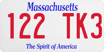 MA license plate 122TK3