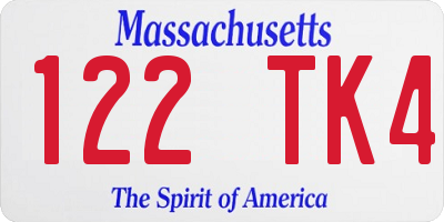 MA license plate 122TK4