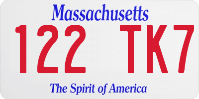 MA license plate 122TK7