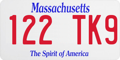 MA license plate 122TK9