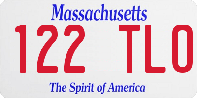 MA license plate 122TL0