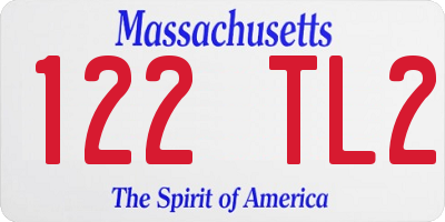 MA license plate 122TL2