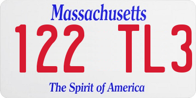 MA license plate 122TL3