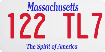 MA license plate 122TL7