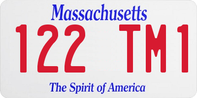 MA license plate 122TM1