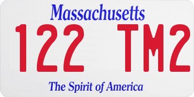 MA license plate 122TM2