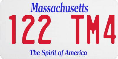 MA license plate 122TM4