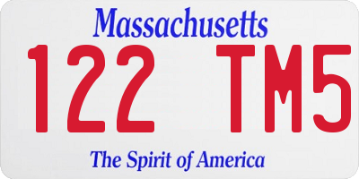 MA license plate 122TM5