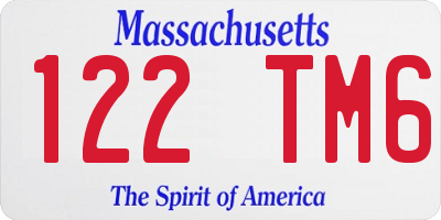 MA license plate 122TM6