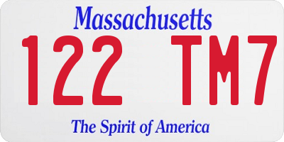 MA license plate 122TM7