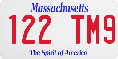 MA license plate 122TM9