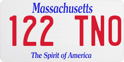 MA license plate 122TN0