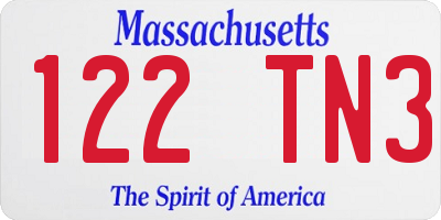 MA license plate 122TN3