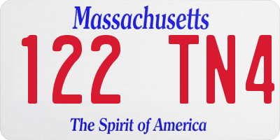 MA license plate 122TN4