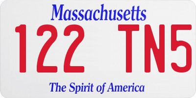 MA license plate 122TN5