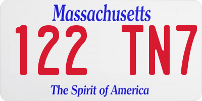 MA license plate 122TN7