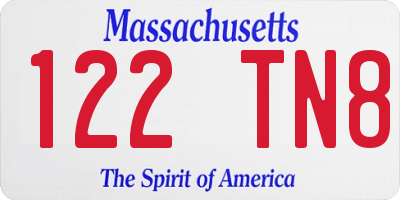 MA license plate 122TN8