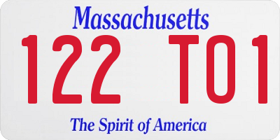 MA license plate 122TO1
