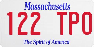 MA license plate 122TP0