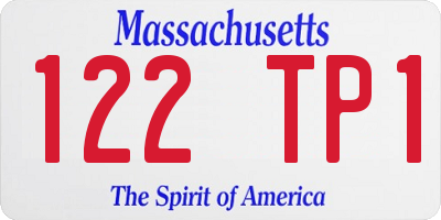 MA license plate 122TP1
