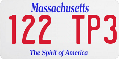 MA license plate 122TP3