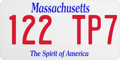 MA license plate 122TP7