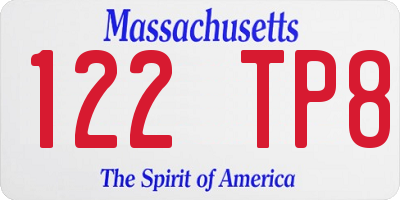 MA license plate 122TP8