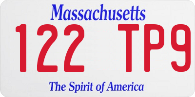 MA license plate 122TP9
