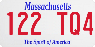MA license plate 122TQ4