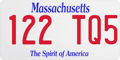 MA license plate 122TQ5
