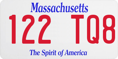 MA license plate 122TQ8