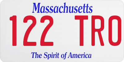 MA license plate 122TR0