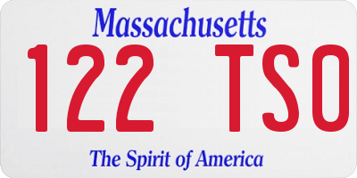 MA license plate 122TS0