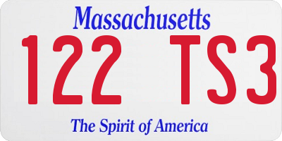MA license plate 122TS3