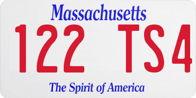 MA license plate 122TS4