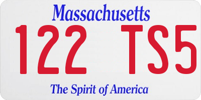 MA license plate 122TS5