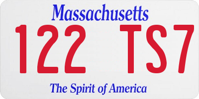 MA license plate 122TS7