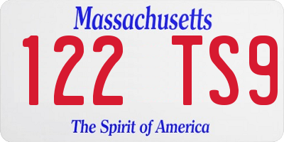 MA license plate 122TS9