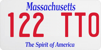 MA license plate 122TT0