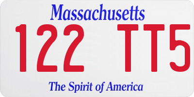 MA license plate 122TT5