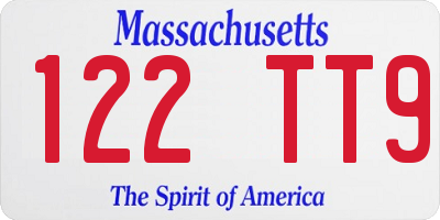MA license plate 122TT9