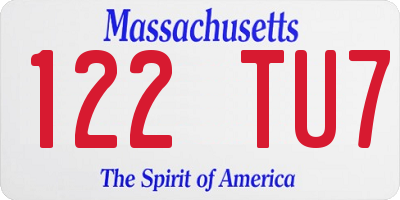MA license plate 122TU7