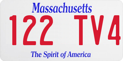 MA license plate 122TV4