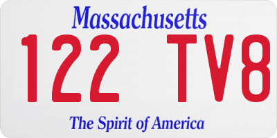 MA license plate 122TV8