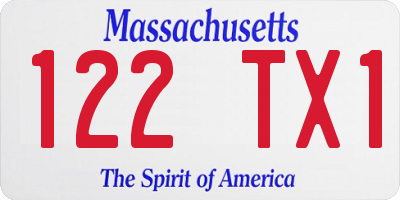 MA license plate 122TX1