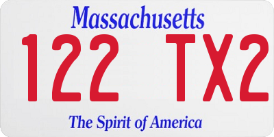 MA license plate 122TX2