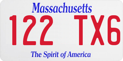 MA license plate 122TX6