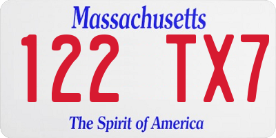 MA license plate 122TX7