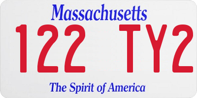 MA license plate 122TY2