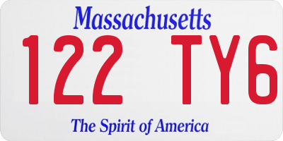 MA license plate 122TY6